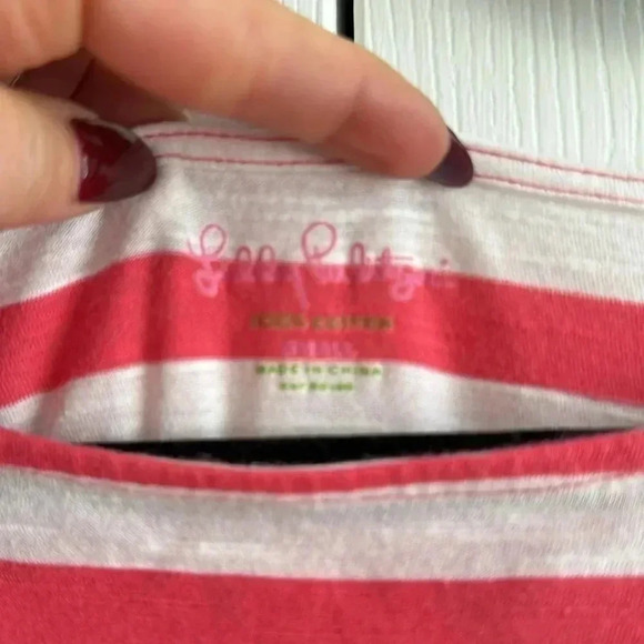 Lilly Pulitzer coral/white striped cotton coverup/sundress Size Small - Picture 4 of 5